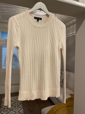 Banana Republic Ivory Ribbed Crewneck Sweater
